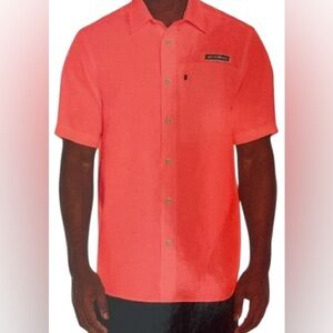 Eddie Bauer Peach Techwoven Short Sleeve Button Down Shirt XL